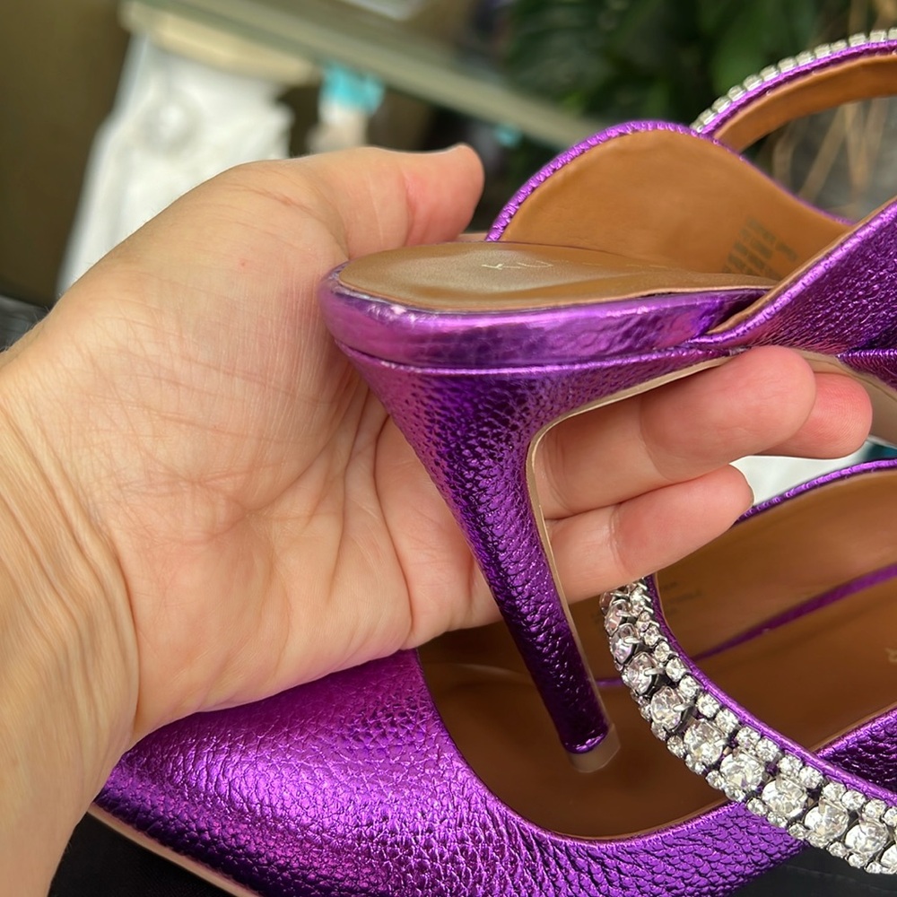 KURT GEIGER Duke Pointed Toe Pump metallic leather purple size 8,5 - Picture 17 of 17